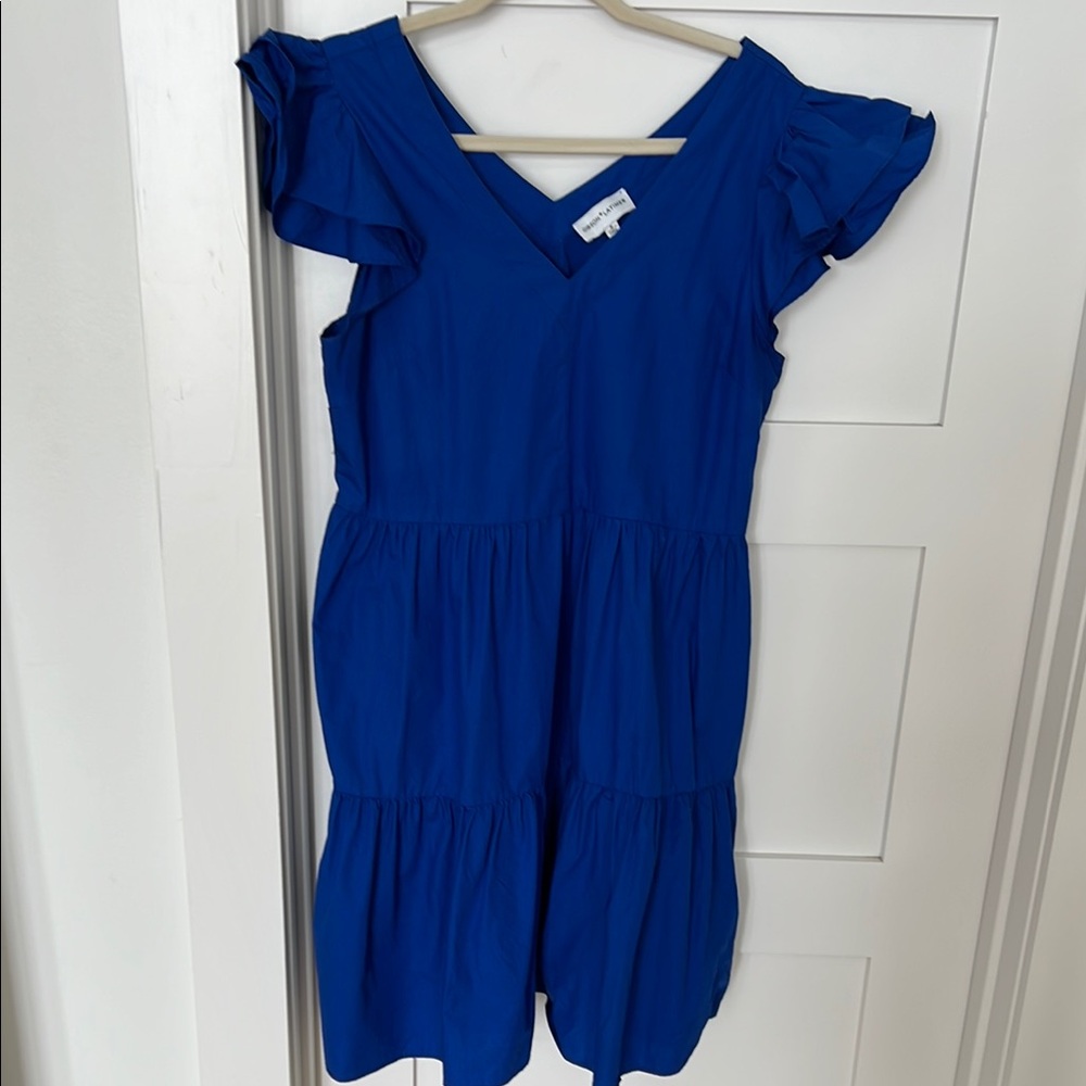 Gibson Latimer Blue Flutter Sleeve Sundress